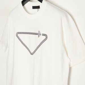 Prada Classic Triangle Embroidered Leather Label White - Image 3