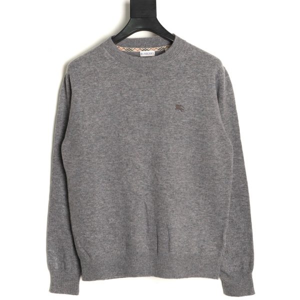 Burberry Crew Neck Embroidered Knit Sweater