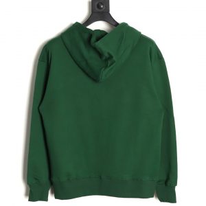 Alternative view of Loewe Hoodie Green Sweatshirt with Leather Pocket and Embossed Logo on the Chest