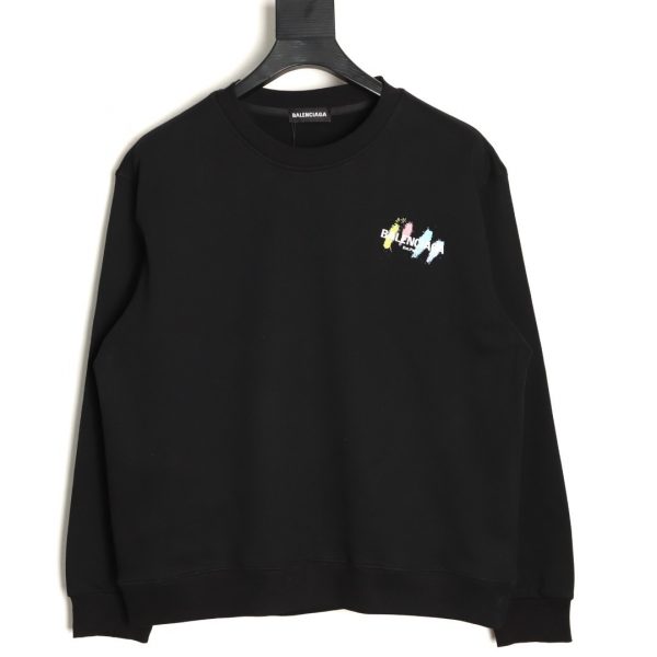 Balenciaga Painted Letter Crew Neck Sweatshirt