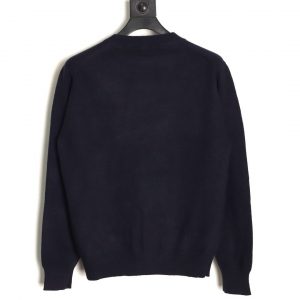 Alternative view of Burberry Dark Blue Crew Neck Knit Sweater with Embroidery