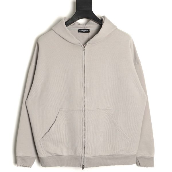 Balenciaga Jacket With Inverted Letter Embroidery on The Back And Double Zipper