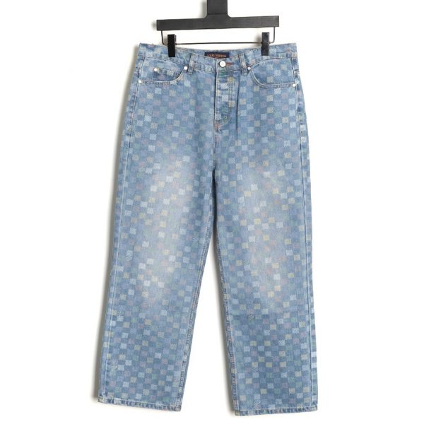 Louis Vuitton Jeans with Small and Colorful Checkered Print