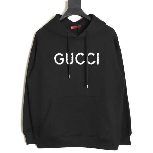 Gucci embroidered lettering hoodie Black