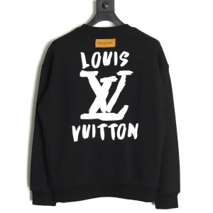 Alternative view of Louis Vuitton Hand-Painted Graffiti Letters Logo Crew Neck Sweatshirt Black