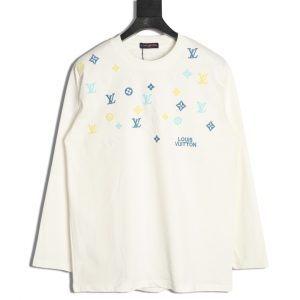 Louis Vuitton long-sleeved T-shirt with colorful vintage flower embroidery
