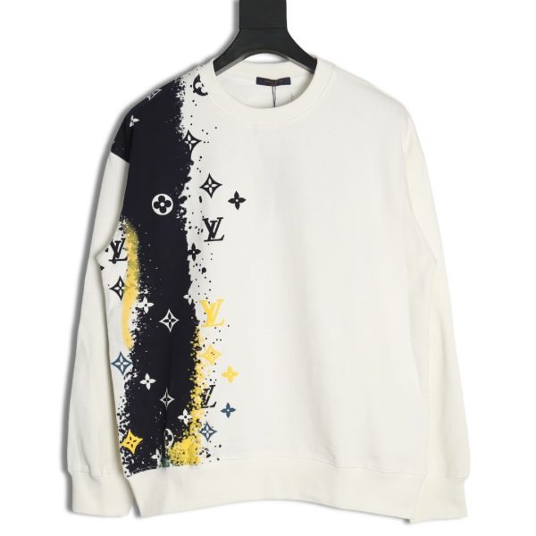Louis Vuitton Ink Splatter Monogram Print Crewneck Sweatshirt