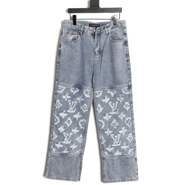 Louis Vuitton Suit Jeans with Old Flowers and Ripped