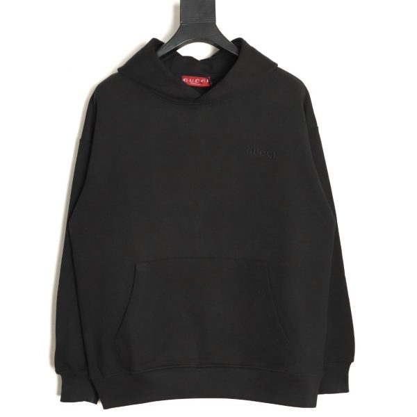Gucci Hooded Sweatshirt with Small Embroidered Label Black