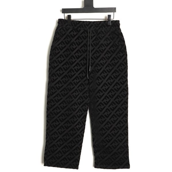 Fendi Black Full Flocking Print Trousers