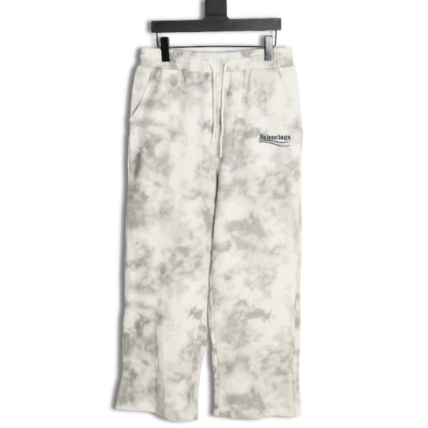 Balenciaga Mud-dyed Washed Trousers With Tail Embroidery in White