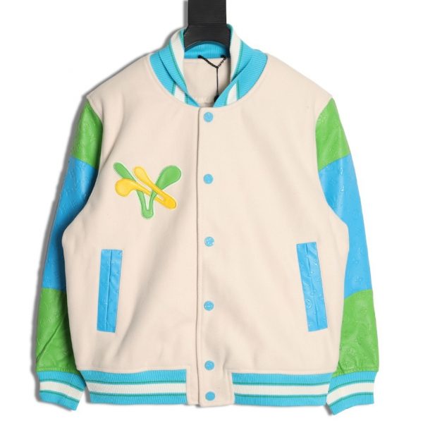 Louis Vuitton Baseball Jacket with Embroidered Sleeves and Antique Floral Print