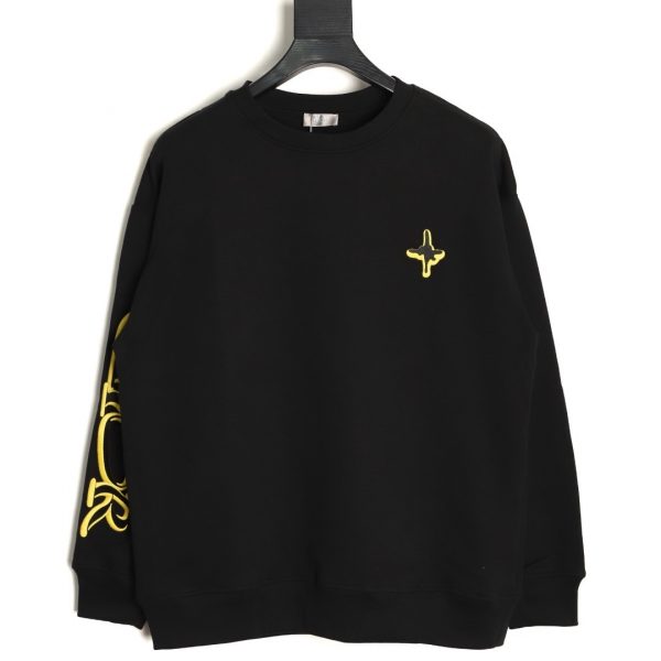 Dior Black Crew Neck Sweatshirt with Embroidered Logo