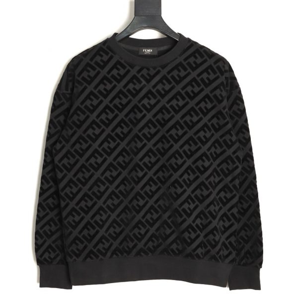 Fendi Black Flocked Crewneck Sweatshirt
