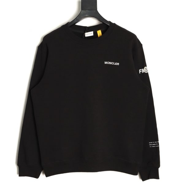 Moncler Black Crew Neck Sweatshirt with Fujiwara Hiroshi Ring Print