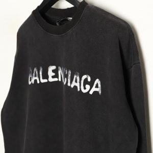 Alternative view of Balenciaga Washed Letter Print Crew Neck Sweatshirt