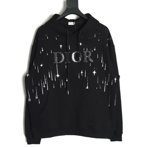 Dior Black Embroidered Lettering Hoodie