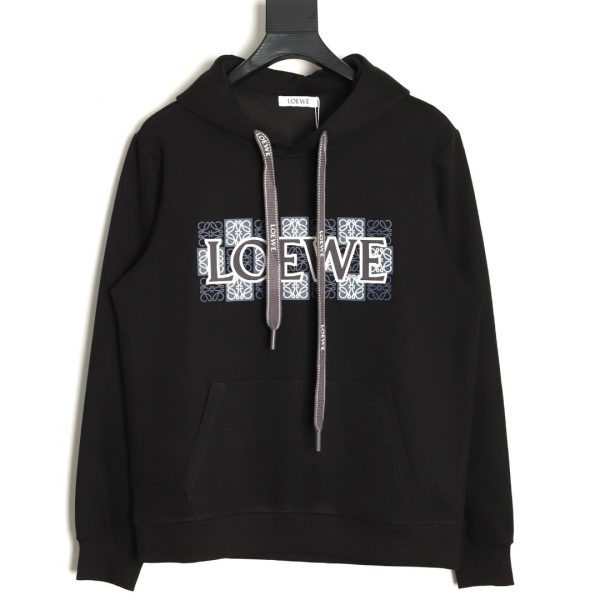 Loewe Hollow Rubber Lettering Hoodie Black
