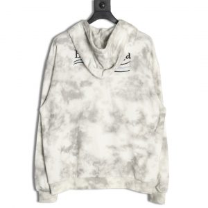 Alternative view of Balenciaga Mud-Dyed Distressed Hoodie with Tail Embroidery in White