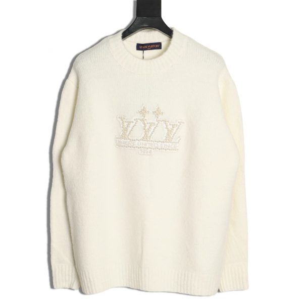 Louis Vuitton Pearl Logo Embroidered knit Sweater