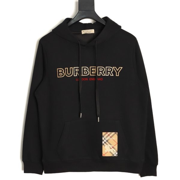 Burberry Towel Patch Letter Hoodie in Black