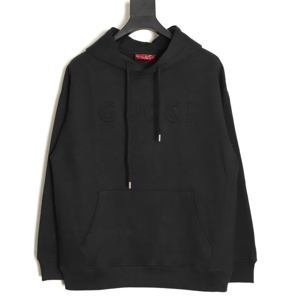 Gucci 3D Embossed Letter Logo Hoodie Black