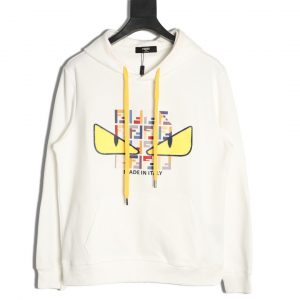 Fendi Letter Print Towel Eye Patch Hoodie