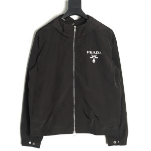 Prada Black Woven Gabardine with Logo Print