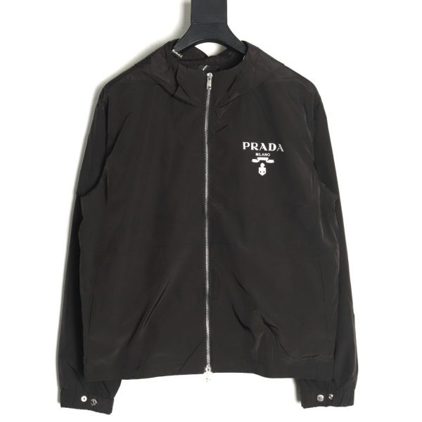 Prada Black Woven Gabardine with Logo Print