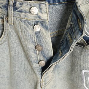 Alternative view of Balenciaga's Washed Wide Leg Baggy Jeans with Embroidered Lettering