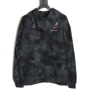 Alternative view of Balenciaga Mud-Dyed Distressed Hoodie with Tail Embroidery in Black