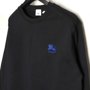 Alternative view of Burberry Crew Neck Sweatshirt with Horse Embroidered on the Back with Oak Leaves Black