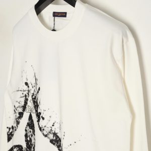 Alternative view of Louis Vuitton long-sleeved T-shirt with ink print and large four-leaf clover logo at the hem