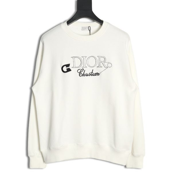 Dior Crew Neck Sweatshirt with Embroidered Lettering and Pin