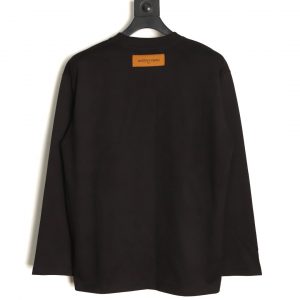 Alternative view of Louis Vuitton Black long-sleeved T-shirt with ink print and large four-leaf clover logo at the hem