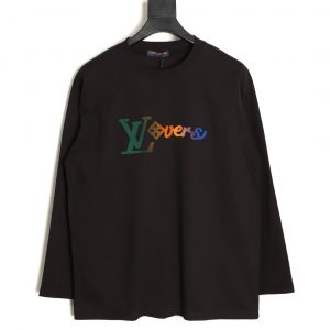 Louis Vuitton Long-sleeved T-shirt with Gradient Embroidered oothbrush Logo Black