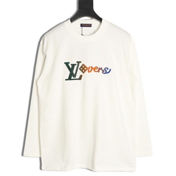 Louis Vuitton long-sleeved T-shirt with gradient embroidered toothbrush logo