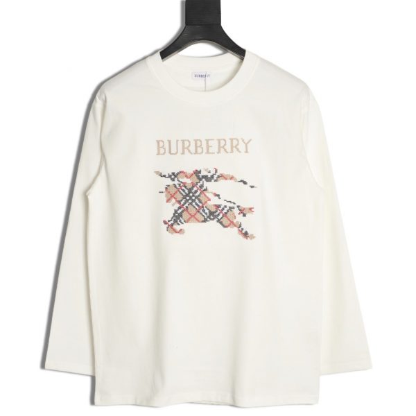 Burberry Plaid War Horse Long Sleeve White