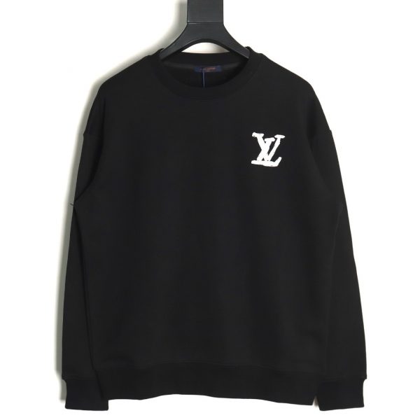 Louis Vuitton Hand-Painted Graffiti Letters Logo Crew Neck Sweatshirt Black