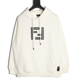 Fendi 3D Mesh Double F Logo Embroidered Hoodie