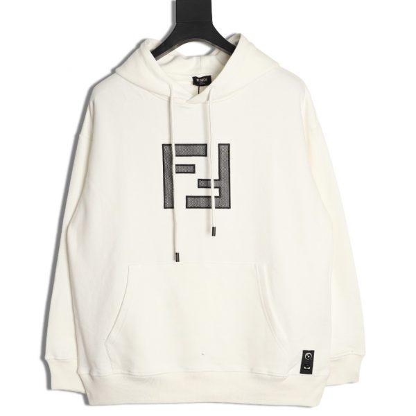 Fendi 3D Mesh Double F Logo Embroidered Hoodie