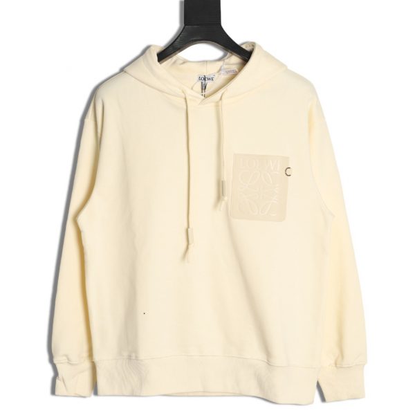 Loewe Hooded Sweatshirt with Leather Pocket and Embossed Logo on the Chest