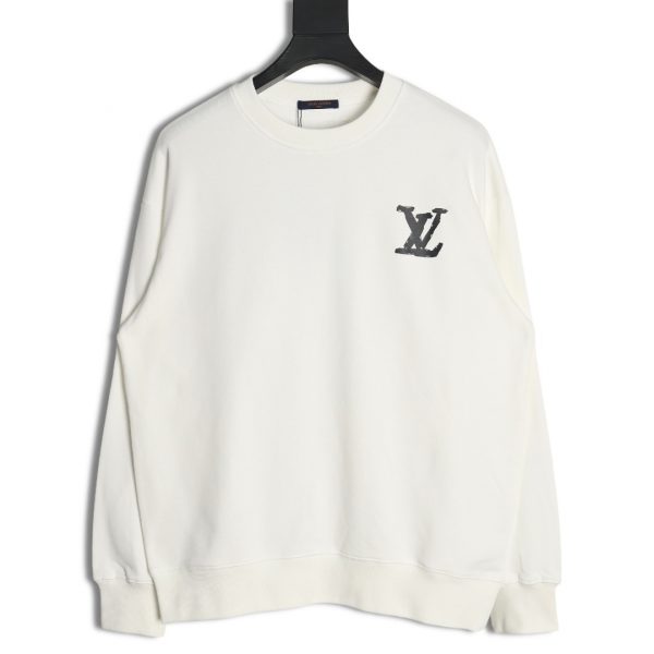 Louis Vuitton Hand-Painted Graffiti Letters Logo Crew Neck Sweatshirt