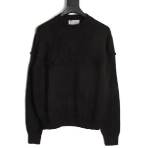 Dior  Black Knit Turtleneck Sweater with Ribbon