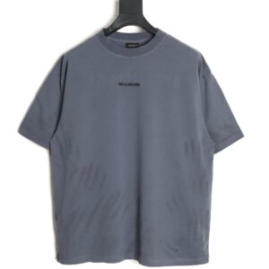 Balenciaga Short Sleeve T-Shirt with Distressed Embroidery