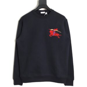 Burberry Black Lunar New Year Collection Crew Neck Sweatshirt with Embroidered and Flocked Horse